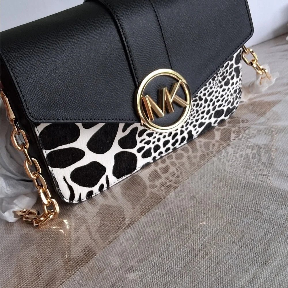 Michael Kors Black and White Animal Print Crossbody - Picture 5 of 5